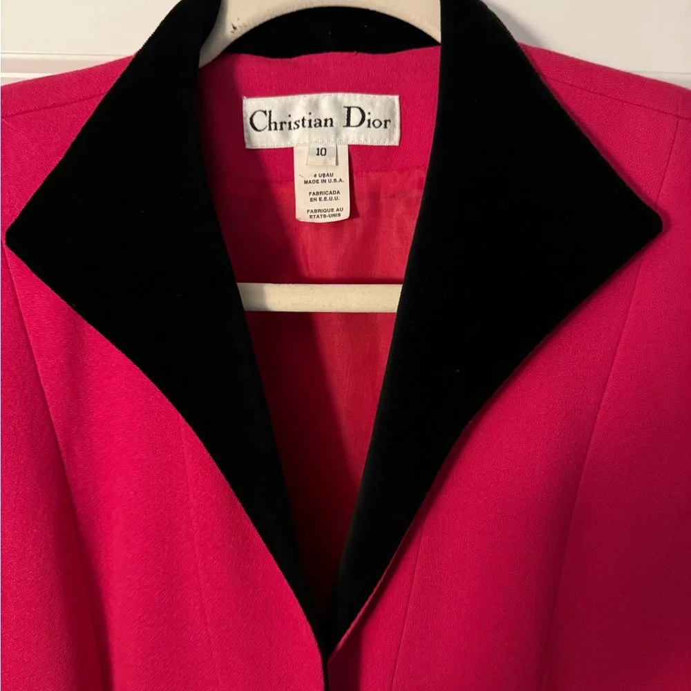Christian Dior Women's Pink Jacket with Black Velvet Accents